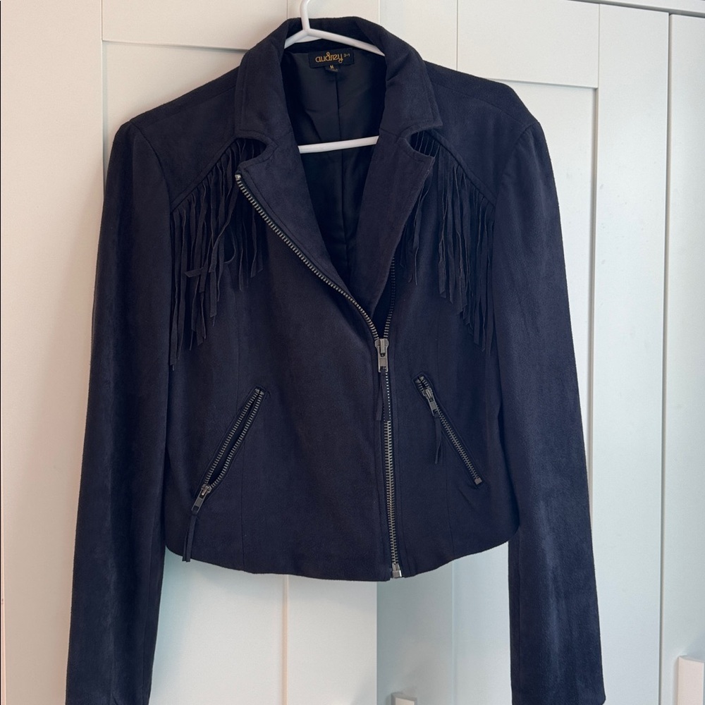 Black Fringe Suede Jacket